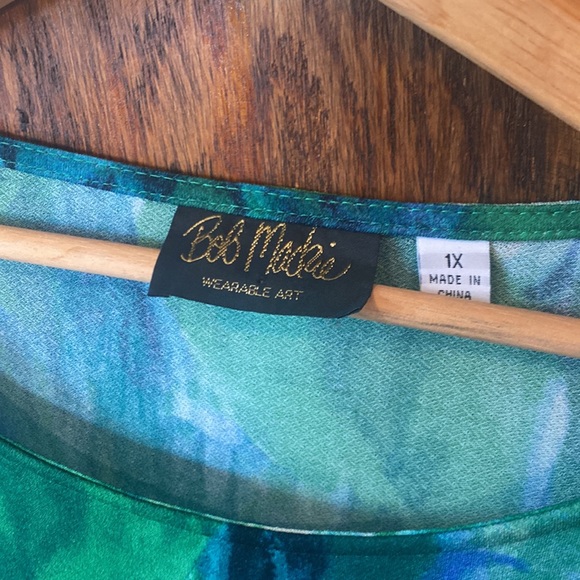 Bob Mackie Wearable Art Blue Green Blouse Woman Size 1X - Picture 4 of 8